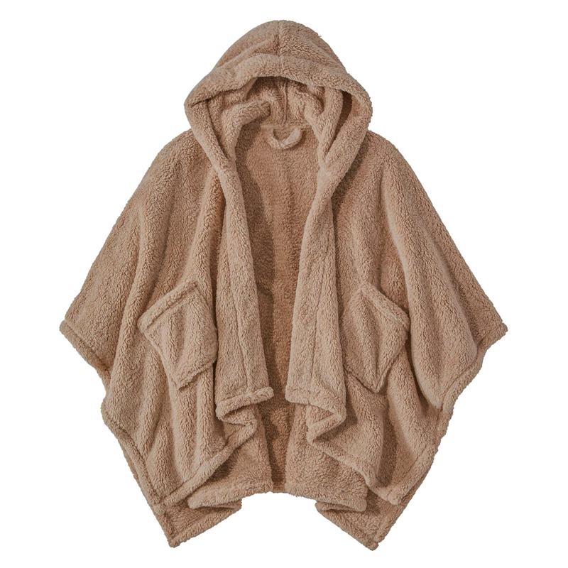Women's Oversized Hood Double Sherpa Cape Wrap
