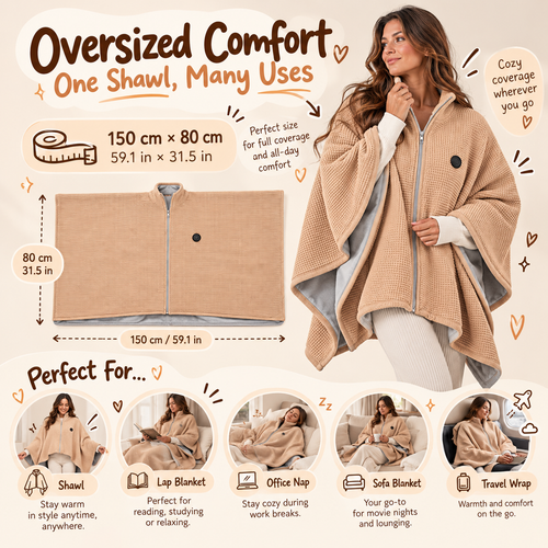 Wearable Heated Blanket Shawl