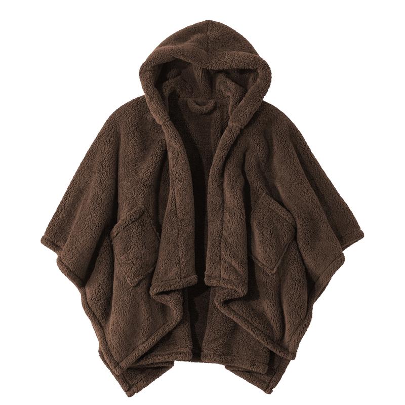 Women's Oversized Hood Double Sherpa Cape Wrap