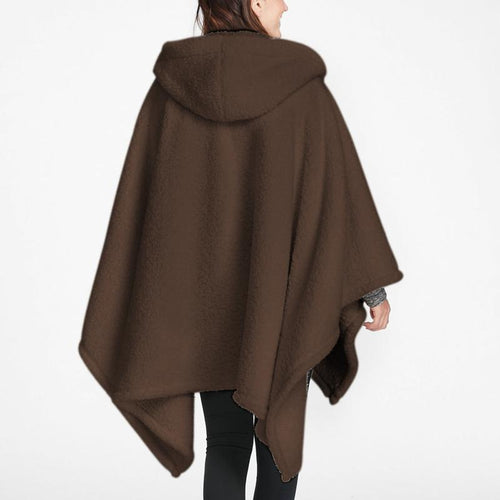 Women's Oversized Hood Double Sherpa Cape Wrap